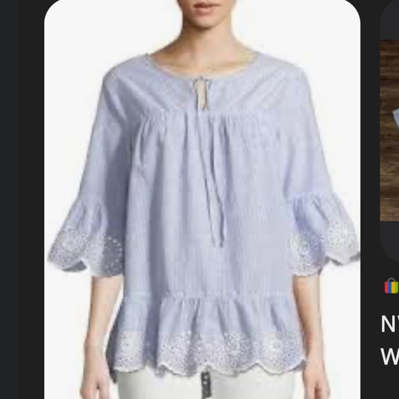 Lord & Taylor Embroidered Peasant Top Size Large - Picture 2 of 7